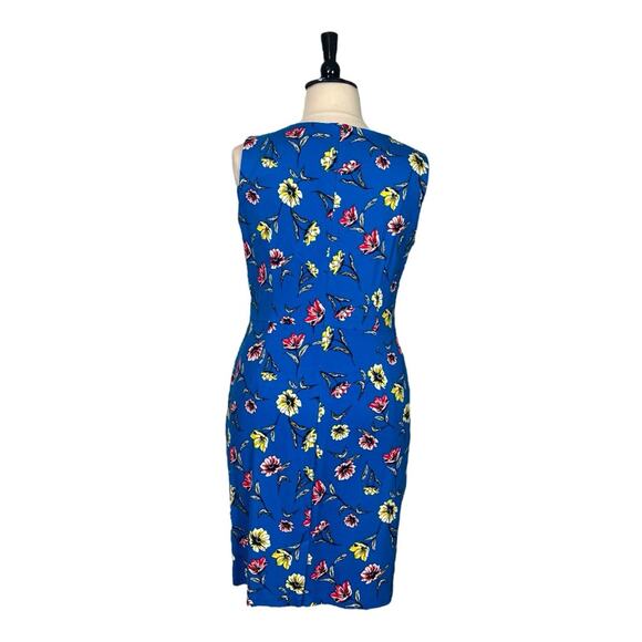 Lands’ End Dress Ponte Knit Sheath Shift Pockets Blue Pink Floral Women Size 18 - Picture 5 of 12